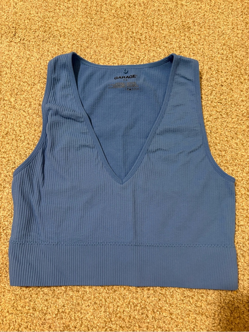 Garage Ribbed V-Neck Cropped Tank Top